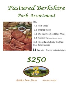 A flyer for a pressed berkshire pork assortment.
